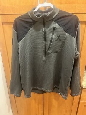 GORUCK Grid Fleece Half Zip Pullover Men XL USA Made Tactical Spearhead Skull
